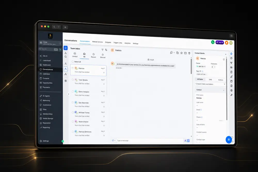 Lionox unified smart inbox showing customer conversations and contact details in one place